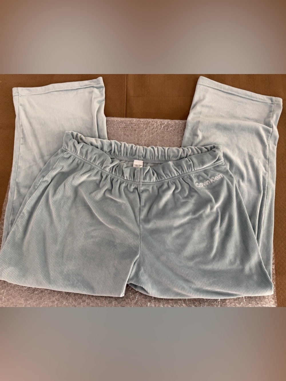 Calvin Klein Pale Blue Velour Lounge Pants L - Picture 4 of 6